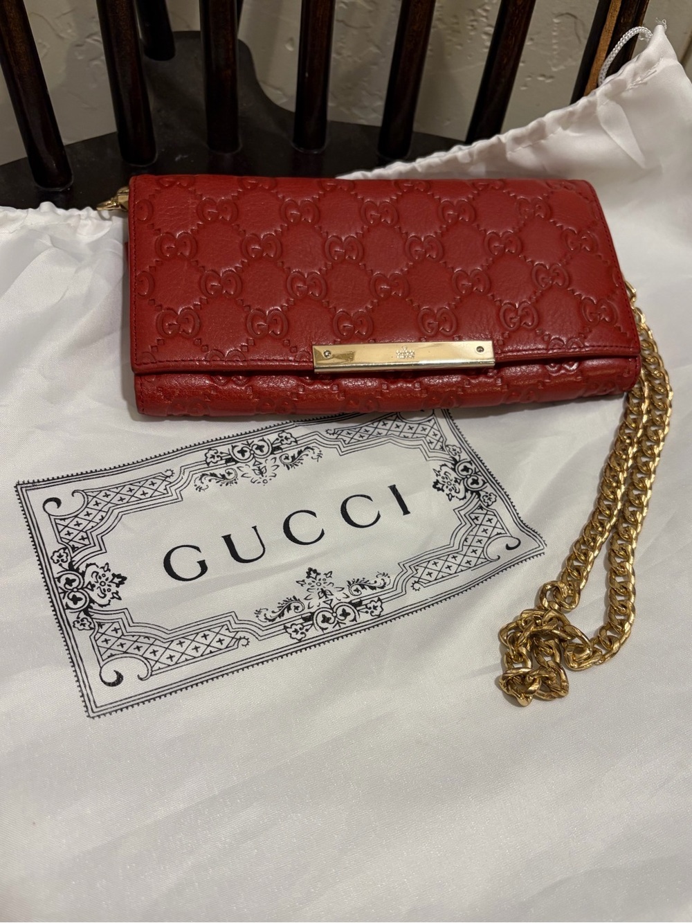 GUCCI GUCCISSIMA RED CROSSBODY LEATHER FLAP WALLET ORGANIZER